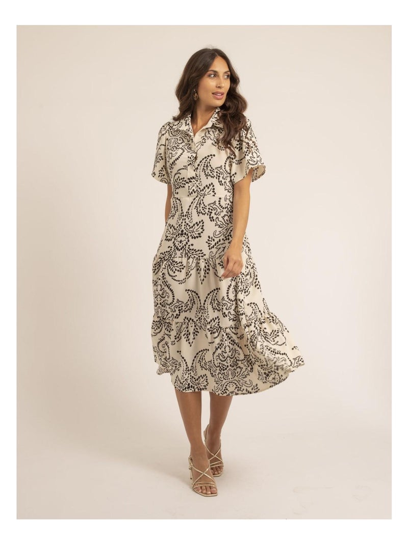 Robe mi-longue motifs IONELA Blanc - Kiabi