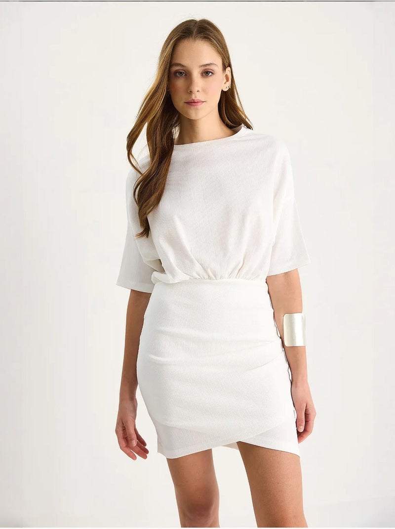 Robe mi-longue moulante avec fermeture éclair lucci Blanc - Kiabi