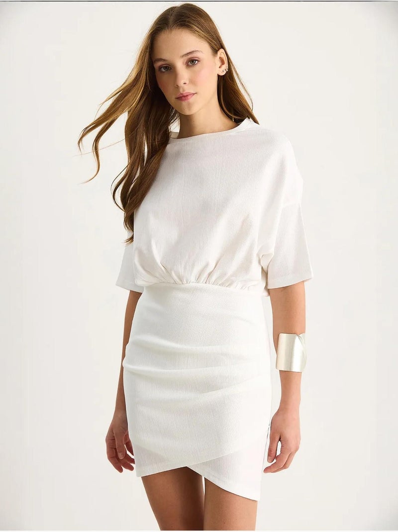 Robe mi-longue moulante avec fermeture éclair lucci Blanc - Kiabi