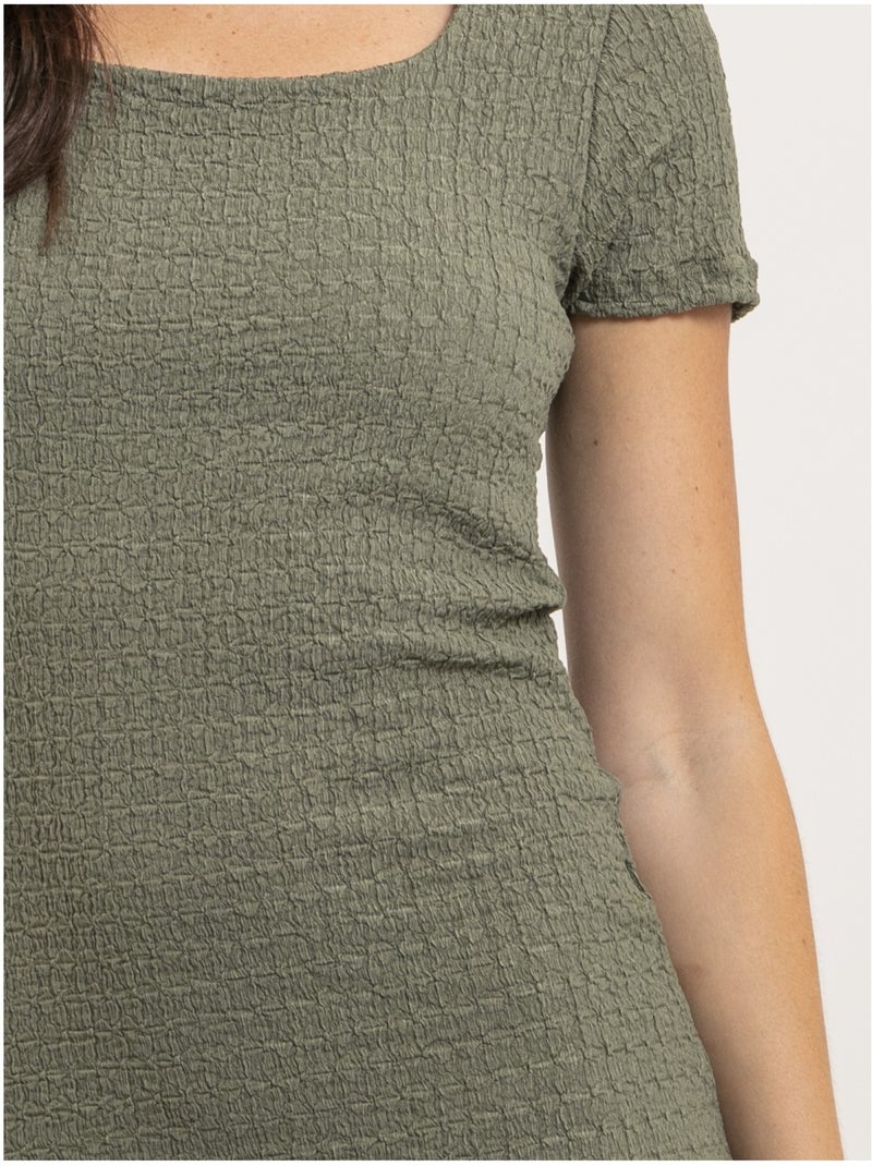 Robe mi-longue moulante gauffrée IENA Kaki - Kiabi