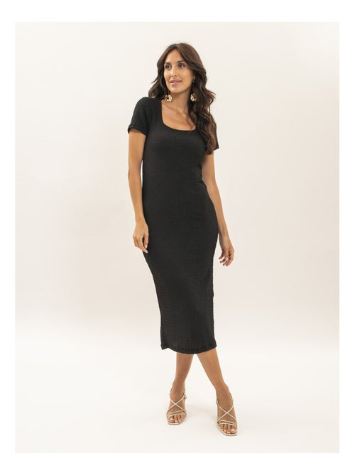 Robe mi-longue moulante gauffrée IENA - Kiabi