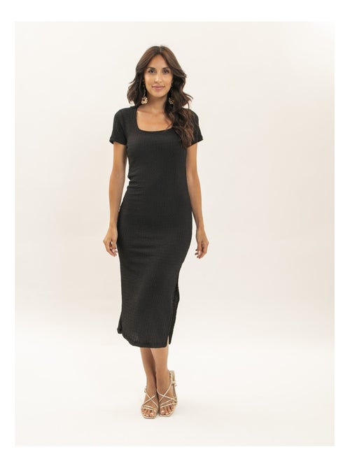 Robe mi-longue moulante gauffrée IENA - Kiabi
