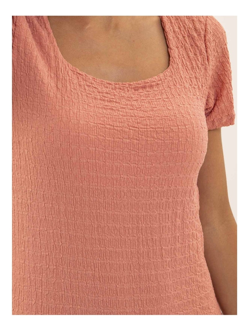 Robe mi-longue moulante gauffrée IENA Orange corail - Kiabi