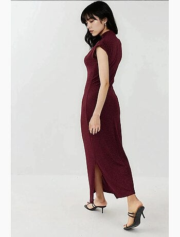 Robe mi-longue moulante sans manches avec col ras du cou et fermeture éclair hiccup