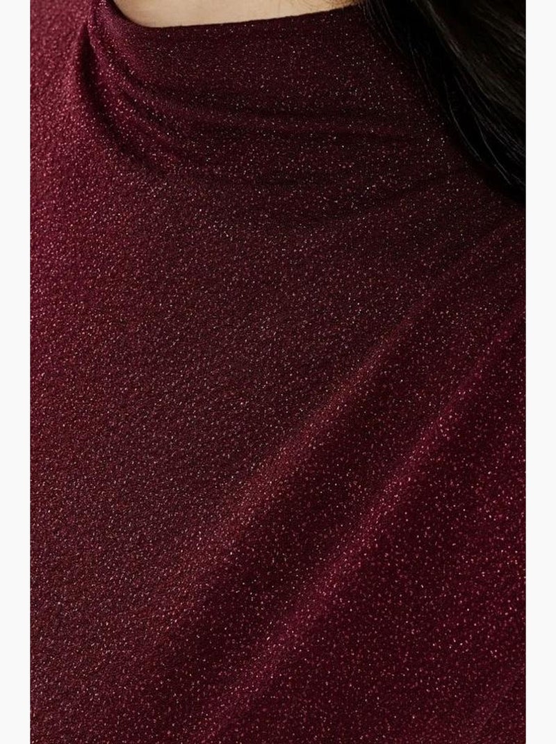 Robe mi-longue moulante sans manches avec col ras du cou et fermeture éclair hiccup Rouge bordeaux - Kiabi