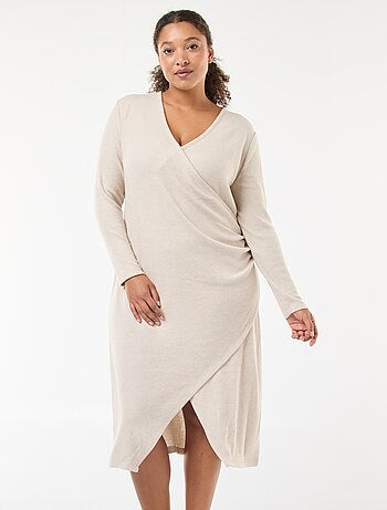 Robe mi-longue portefeuille en maille