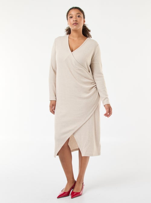 Robe mi-longue portefeuille en maille - Kiabi