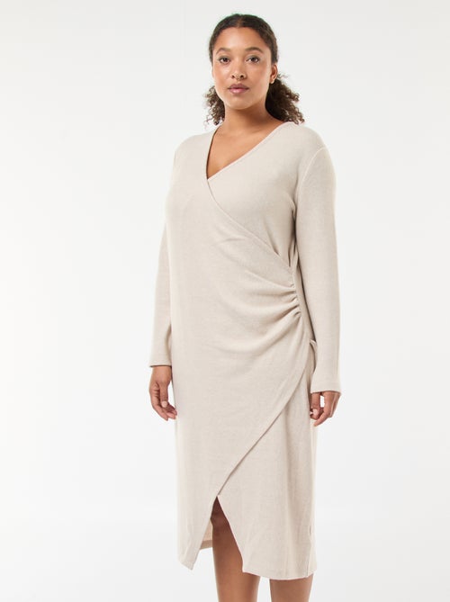 Robe mi-longue portefeuille en maille - Kiabi