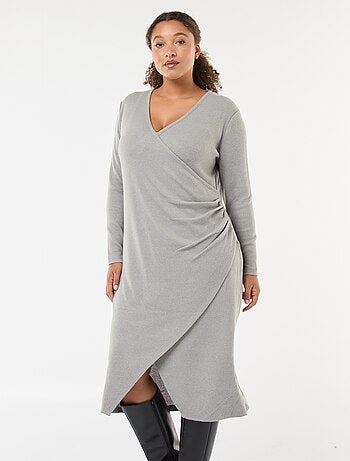 Robe mi-longue portefeuille en maille