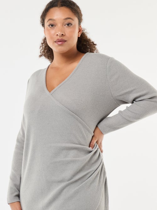 Robe mi-longue portefeuille en maille - Kiabi