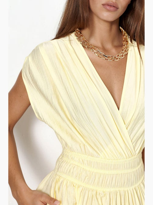 Robe mi-longue texturée à col en v busem - Kiabi