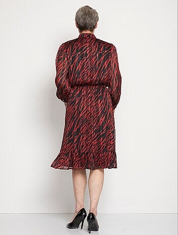 Robe mi-longue volantée effet cache-coeur