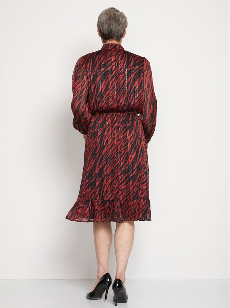 Robe mi-longue volantée effet cache-coeur Rouge - Kiabi