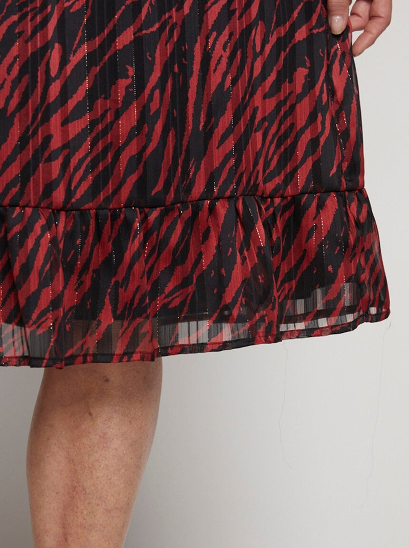 Robe mi-longue volantée effet cache-coeur Rouge - Kiabi