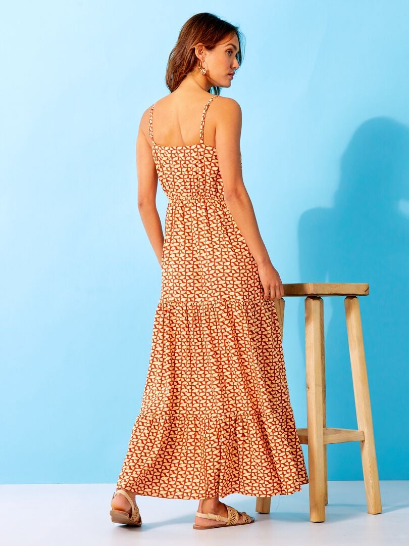 Robe midi à bretelles Marron - Kiabi