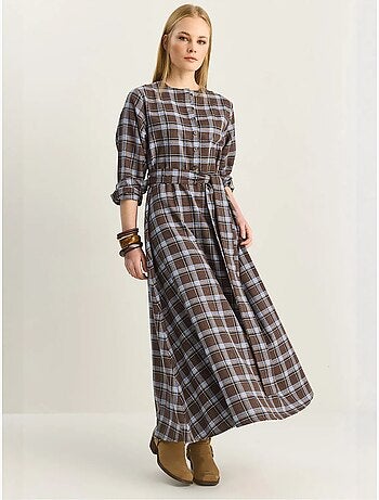 Robe midi à carreaux luci avec ceinture lucci