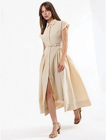 Robe midi à ceinture avec col chemise busem