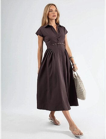 Robe midi à ceinture avec col chemise busem