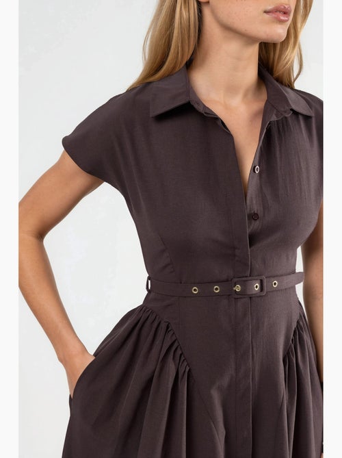 Robe midi à ceinture avec col chemise busem - Kiabi Robe midi à ceinture avec col chemise busem - Kiabi