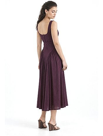 Robe midi à col carré avec ceinture busem