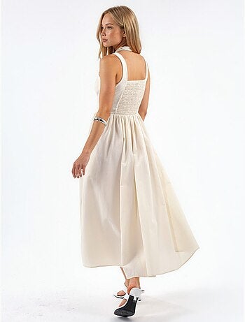 Robe midi à col carré avec détail boutonné busem