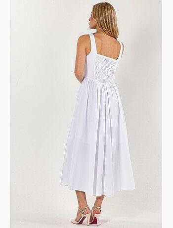 Robe midi à col carré avec détail boutonné busem