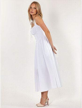 Robe midi à col carré avec détail boutonné busem
