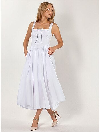 Robe midi à col carré avec détail boutonné busem
