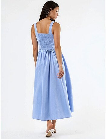 Robe midi à col carré avec détail boutonné busem