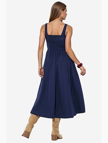 Robe midi à col carré avec détail boutonné busem