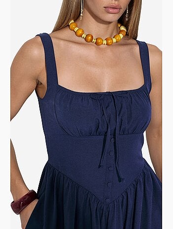 Robe midi à col carré avec détail boutonné busem