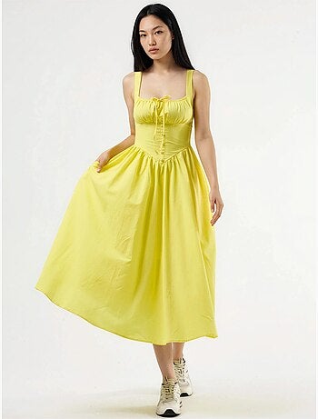 Robe midi à col carré avec détail boutonné busem