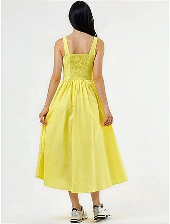 Robe midi à col carré avec détail boutonné busem