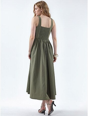Robe midi à col carré avec détail boutonné busem