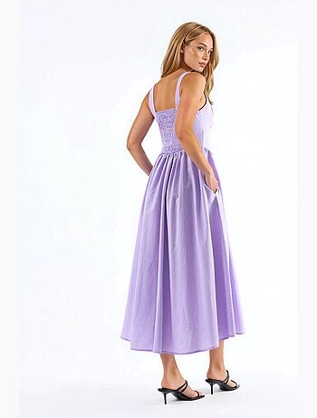 Robe midi à col carré avec détail boutonné busem