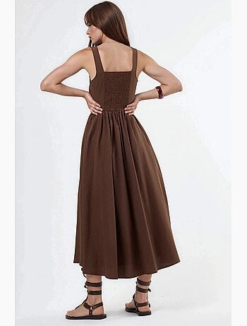 Robe midi à col carré avec détail boutonné busem