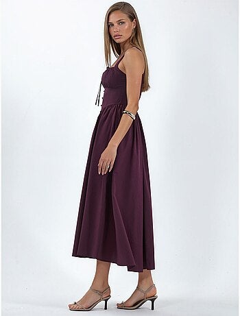 Robe midi à col carré avec détail boutonné busem