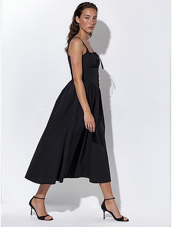 Robe midi à col carré avec détail boutonné busem