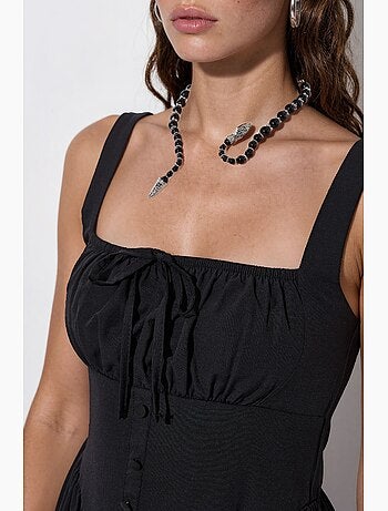 Robe midi à col carré avec détail boutonné busem