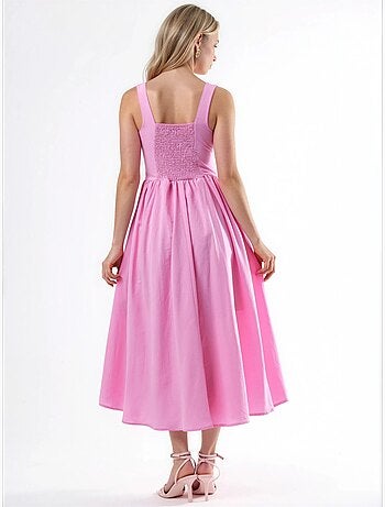 Robe midi à col carré avec détail boutonné busem