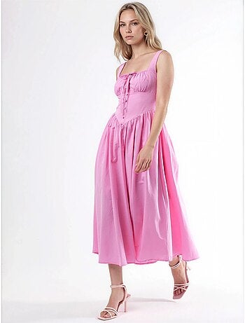 Robe midi à col carré avec détail boutonné busem