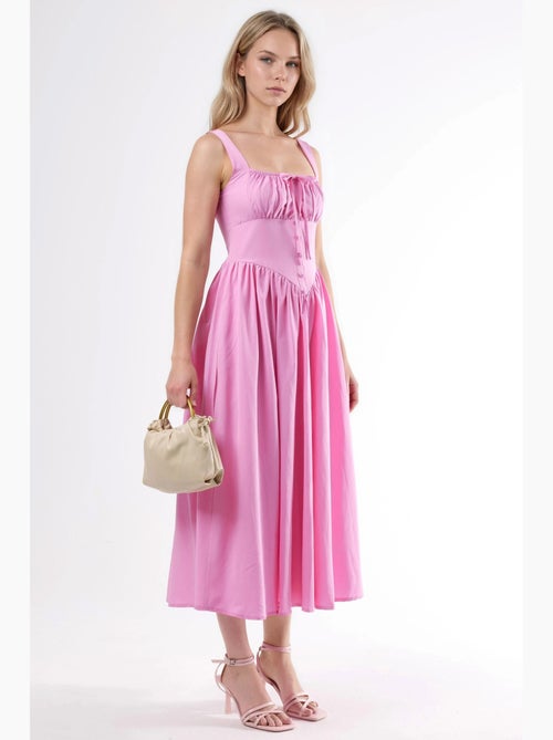 Robe midi à col carré avec détail boutonné busem - Kiabi