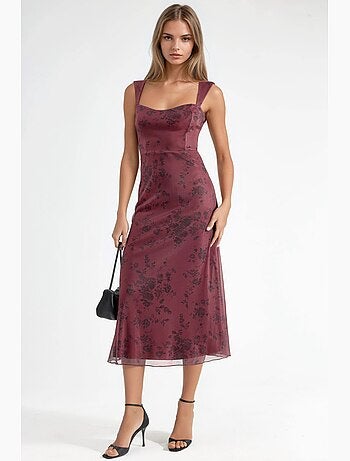 Robe midi à col cœur fleuri hiccup