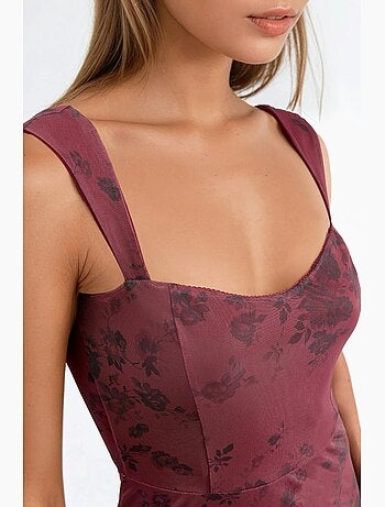 Robe midi à col cœur fleuri hiccup