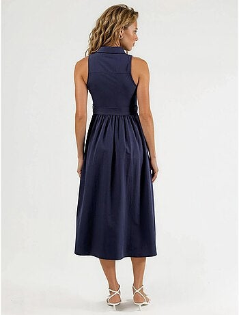 Robe midi à col en v et ceinture busem