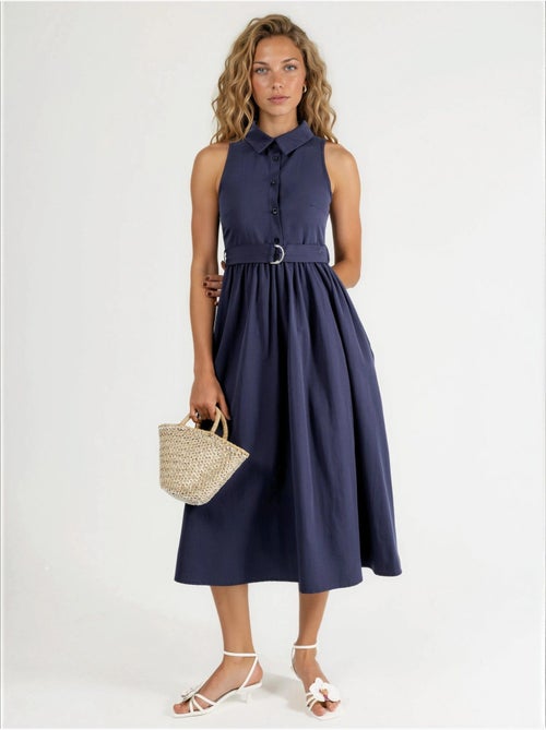 Robe midi à col en v et ceinture busem - Kiabi Robe midi à col en v et ceinture busem - Kiabi