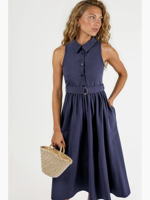 Robe midi à col en v et ceinture busem - Kiabi Robe midi à col en v et ceinture busem - Kiabi