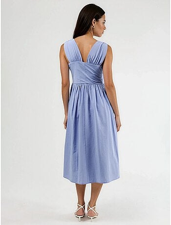 Robe midi à col en v et détail noué busem