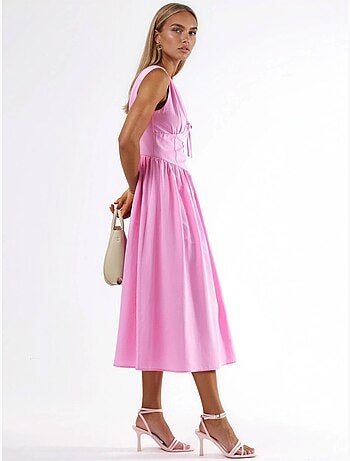 Robe midi à col en v et détail noué busem