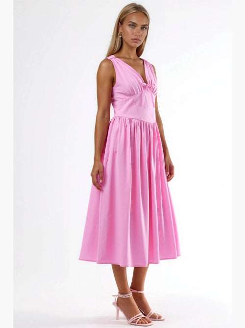 Robe midi à col en v et détail noué busem - Kiabi